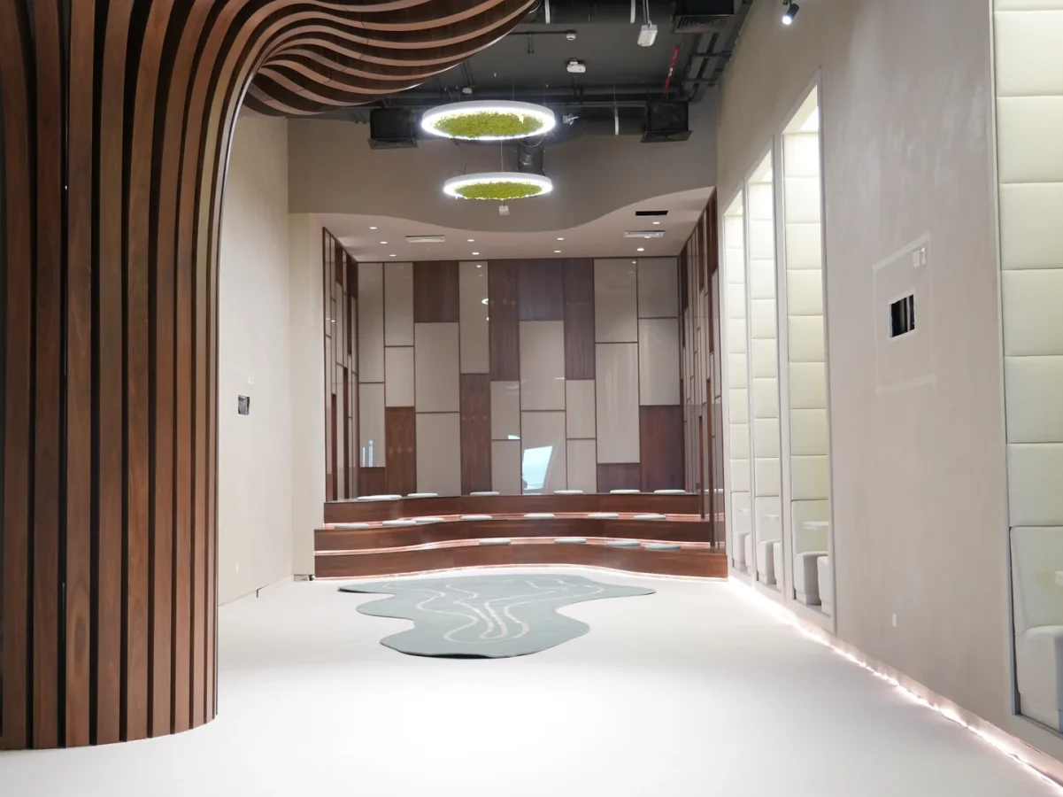 Individual padded pods designed for private meetings or reflection